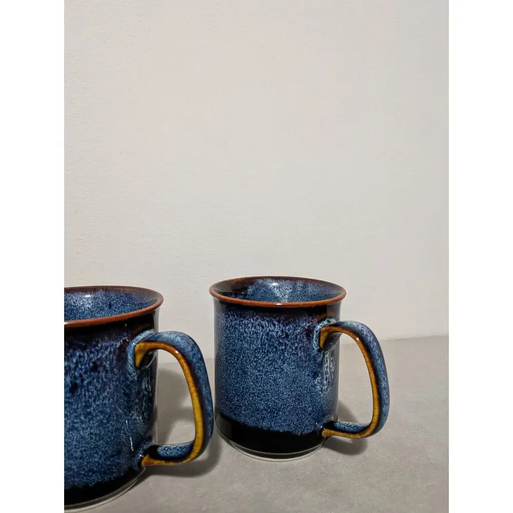 Ocean Waves by West Elm Blue & Brown Coffee Mugs Set Of 2 Discontinued